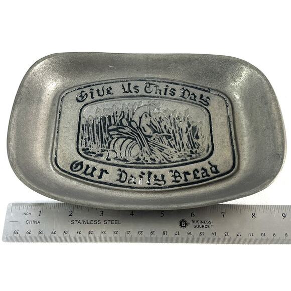 Give Us This Day Our Daily Bread Pewter Tray The Olde Bradford Co Troy, PA 6x9” - Picture 4 of 6